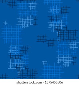 Grunge Seamless Lattice. Abstract Pattern. Trendy Hand Drawn Texture with Scratched Crossing Lines. Colorful Vector Pattern for Print, Cloth, Textile. Abstract Seamless Pattern.