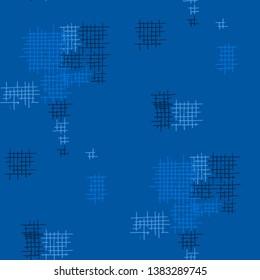 Grunge Seamless Lattice. Abstract Pattern. Trendy Hand Drawn Texture with Shabby Crossing Lines. Colorful Vector Pattern for Print, Cloth, Fabric. Abstract Seamless Pattern.