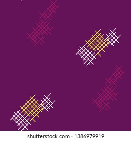 Grunge Seamless Lattice. Abstract Pattern. Modern Hand Drawn Texture with Scribble Crossing Lines. Colorful Vector Pattern for Dress, Curtain, Tablecloth. Abstract Seamless Pattern.