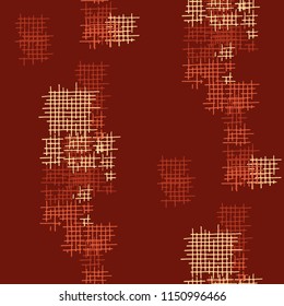 Grunge Seamless Mesh. Abstract Pattern. Trendy Hand Drawn Texture with Scratched Crossing Lines. Colorful Vector Pattern for Linen, Paper, Tablecloth. Abstract Seamless Pattern.