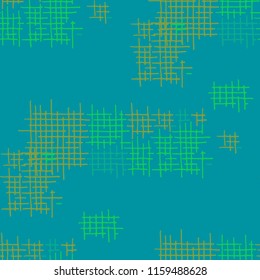 Grunge Seamless Mesh. Abstract Pattern. Retro Hand Drawn Texture with Scribble Crossing Lines. Colorful Vector Pattern for Cotton, Print, Textile. Abstract Seamless Pattern.