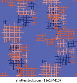 Grunge Seamless Mesh. Abstract Pattern. Retro Hand Drawn Texture with Scribble Crossing Lines. Colorful Vector Pattern for Wallpaper, Cotton, Textile. Abstract Seamless Pattern.