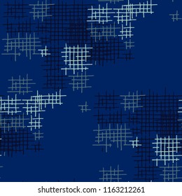 Grunge Seamless Mesh. Abstract Pattern. Trendy Hand Drawn Texture with Scratched Crossing Lines. Colorful Vector Pattern for Wallpaper, Print, Cotton. Abstract Seamless Pattern.