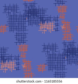 Grunge Seamless Mesh. Abstract Pattern. Modern Hand Drawn Texture with Scratched Crossing Lines. Colorful Vector Pattern for Print, Fabric, Textile. Abstract Seamless Pattern.