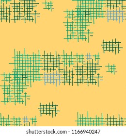 Grunge Seamless Mesh. Abstract Pattern. Retro Hand Drawn Texture with Scribble Crossing Lines. Colorful Vector Pattern for Calico, Print, Textile. Abstract Seamless Pattern.
