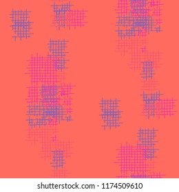 Grunge Seamless Mesh. Abstract Pattern. Trendy Hand Drawn Texture with Scratched Crossing Lines. Colorful Vector Pattern for Fabric, Cloth, Textile. Abstract Seamless Pattern.