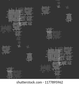 Grunge Seamless Mesh. Abstract Pattern. Modern Hand Drawn Texture with Shabby Crossing Lines. Black and White Vector Pattern for Wallpaper, Print, Cotton. Abstract Seamless Pattern.