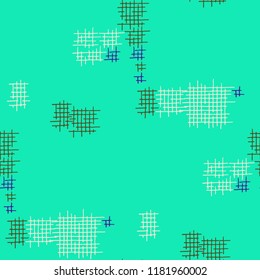Grunge Seamless Mesh. Abstract Pattern. Vintage Hand Drawn Texture with Shabby Crossing Lines. Colorful Vector Pattern for Cotton, Calico, Textile. Abstract Seamless Pattern.