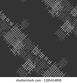 Grunge Seamless Mesh. Abstract Pattern. Modern Hand Drawn Texture with Scribble Crossing Lines. Black and White Vector Pattern for Print, Fabric, Textile. Abstract Seamless Pattern.