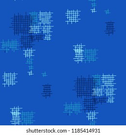 Grunge Seamless Mesh. Abstract Pattern. Trendy Hand Drawn Texture with Scratched Crossing Lines. Colorful Vector Pattern for Dress, Curtain, Paper. Abstract Seamless Pattern.