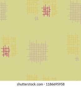 Grunge Seamless Mesh. Abstract Pattern. Vintage Hand Drawn Texture with Scribble Crossing Lines. Colorful Vector Pattern for Wallpaper, Fabric, Textile. Abstract Seamless Pattern.