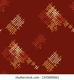 Grunge Seamless Mesh. Abstract Pattern. Trendy Hand Drawn Texture with Scribble Crossing Lines. Colorful Vector Pattern for Cotton, Calico, Textile. Abstract Seamless Pattern.