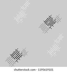 Grunge Seamless Mesh. Abstract Pattern. Retro Hand Drawn Texture with Shabby Crossing Lines. Black and White Vector Pattern for Cotton, Print, Calico. Abstract Seamless Pattern.