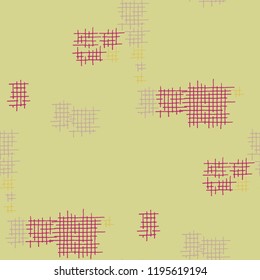 Grunge Seamless Mesh. Abstract Pattern. Trendy Hand Drawn Texture with Scratched Crossing Lines. Colorful Vector Pattern for Wallpaper, Fabric, Textile. Abstract Seamless Pattern.