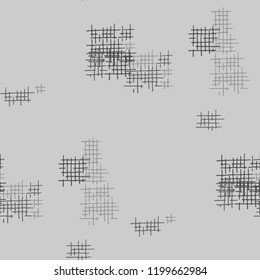 Grunge Seamless Mesh. Abstract Pattern. Trendy Hand Drawn Texture with Scribble Crossing Lines. Black and White Vector Pattern for Calico, Print, Textile. Abstract Seamless Pattern.