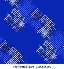 Grunge Seamless Mesh. Abstract Pattern. Trendy Hand Drawn Texture with Scratched Crossing Lines. Colorful Vector Pattern for Dress, Curtain, Paper. Abstract Seamless Pattern.