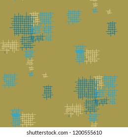 Grunge Seamless Mesh. Abstract Pattern. Vintage Hand Drawn Texture with Scribble Crossing Lines. Colorful Vector Pattern for Print, Cloth, Textile. Abstract Seamless Pattern.