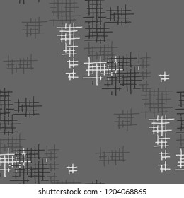 Grunge Seamless Mesh. Abstract Pattern. Vintage Hand Drawn Texture with Scribble Crossing Lines. Black and White Vector Pattern for Calico, Print, Textile. Abstract Seamless Pattern.
