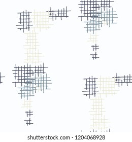 Grunge Seamless Mesh. Abstract Pattern. Vintage Hand Drawn Texture with Scratched Crossing Lines. Colorful Vector Pattern for Fabric, Cloth, Textile. Abstract Seamless Pattern.