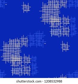 Grunge Seamless Mesh. Abstract Pattern. Trendy Hand Drawn Texture with Scribble Crossing Lines. Colorful Vector Pattern for Wallpaper, Cotton, Textile. Abstract Seamless Pattern.