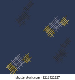 Grunge Seamless Mesh. Abstract Pattern. Modern Hand Drawn Texture with Scribble Crossing Lines. Colorful Vector Pattern for Chintz, Linen, Wallpaper. Abstract Seamless Pattern.