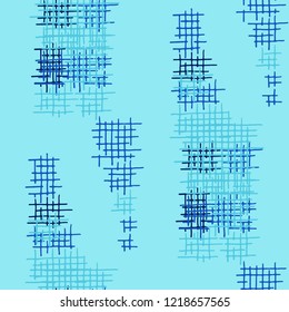 Grunge Seamless Mesh. Abstract Pattern. Modern Hand Drawn Texture with Scribble Crossing Lines. Colorful Vector Pattern for Print, Cloth, Fabric. Abstract Seamless Pattern.