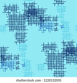 Grunge Seamless Mesh. Abstract Pattern. Vintage Hand Drawn Texture with Scribble Crossing Lines. Colorful Vector Pattern for Dress, Curtain, Tablecloth. Abstract Seamless Pattern.