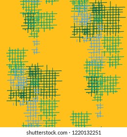 Grunge Seamless Mesh. Abstract Pattern. Retro Hand Drawn Texture with Scratched Crossing Lines. Colorful Vector Pattern for Chintz, Curtain, Paper. Abstract Seamless Pattern.