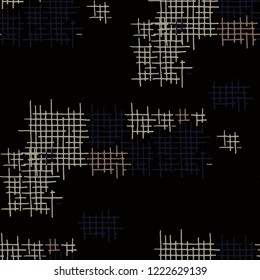 Grunge Seamless Mesh. Abstract Pattern. Retro Hand Drawn Texture with Scratched Crossing Lines. Colorful Vector Pattern for Dress, Paper, Tablecloth. Abstract Seamless Pattern.
