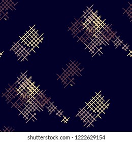 Grunge Seamless Mesh. Abstract Pattern. Retro Hand Drawn Texture with Scribble Crossing Lines. Colorful Vector Pattern for Cotton, Calico, Textile. Abstract Seamless Pattern.