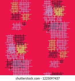Grunge Seamless Mesh. Abstract Pattern. Modern Hand Drawn Texture with Scratched Crossing Lines. Colorful Vector Pattern for Linen, Paper, Tablecloth. Abstract Seamless Pattern.