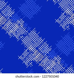 Grunge Seamless Mesh. Abstract Pattern. Modern Hand Drawn Texture with Scribble Crossing Lines. Colorful Vector Pattern for Wallpaper, Print, Textile. Abstract Seamless Pattern.