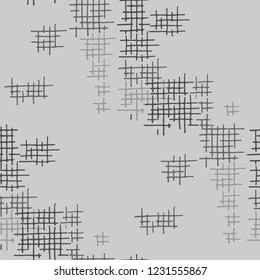 Grunge Seamless Mesh. Abstract Pattern. Modern Hand Drawn Texture with Scribble Crossing Lines. Black and White Vector Pattern for Chintz, Curtain, Paper. Abstract Seamless Pattern.