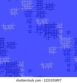 Grunge Seamless Mesh. Abstract Pattern. Trendy Hand Drawn Texture with Scribble Crossing Lines. Colorful Vector Pattern for Cotton, Print, Calico. Abstract Seamless Pattern.