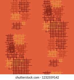 Grunge Seamless Mesh. Abstract Pattern. Trendy Hand Drawn Texture with Shabby Crossing Lines. Colorful Vector Pattern for Wallpaper, Fabric, Print. Abstract Seamless Pattern.