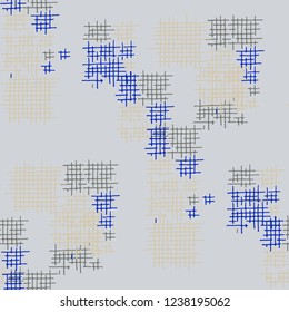 Grunge Seamless Mesh. Abstract Pattern. Vintage Hand Drawn Texture with Scratched Crossing Lines. Colorful Vector Pattern for Wallpaper, Print, Cotton. Abstract Seamless Pattern.