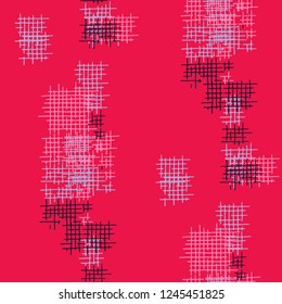 Grunge Seamless Mesh. Abstract Pattern. Vintage Hand Drawn Texture with Scribble Crossing Lines. Colorful Vector Pattern for Linen, Paper, Tablecloth. Abstract Seamless Pattern.