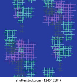 Grunge Seamless Mesh. Abstract Pattern. Retro Hand Drawn Texture with Scratched Crossing Lines. Colorful Vector Pattern for Cotton, Print, Textile. Abstract Seamless Pattern.
