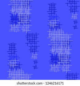 Grunge Seamless Mesh. Abstract Pattern. Modern Hand Drawn Texture with Shabby Crossing Lines. Colorful Vector Pattern for Chintz, Linen, Wallpaper. Abstract Seamless Pattern.