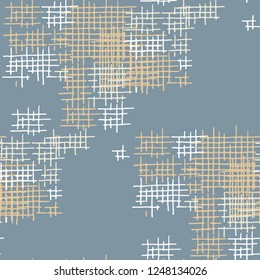 Grunge Seamless Mesh. Abstract Pattern. Retro Hand Drawn Texture with Scratched Crossing Lines. Colorful Vector Pattern for Calico, Print, Textile. Abstract Seamless Pattern.