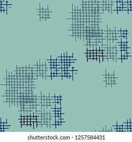 Grunge Seamless Mesh. Abstract Pattern. Retro Hand Drawn Texture with Scribble Crossing Lines. Colorful Vector Pattern for Calico, Print, Textile. Abstract Seamless Pattern.