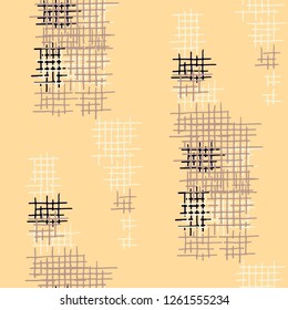Grunge Seamless Mesh. Abstract Pattern. Modern Hand Drawn Texture with Shabby Crossing Lines. Colorful Vector Pattern for Wallpaper, Cotton, Textile. Abstract Seamless Pattern.