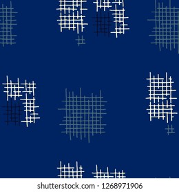 Grunge Seamless Mesh. Abstract Pattern. Modern Hand Drawn Texture with Shabby Crossing Lines. Colorful Vector Pattern for Cotton, Print, Textile. Abstract Seamless Pattern.
