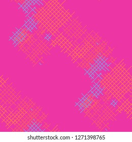 Grunge Seamless Mesh. Abstract Pattern. Retro Hand Drawn Texture with Scratched Crossing Lines. Colorful Vector Pattern for Cotton, Print, Calico. Abstract Seamless Pattern.