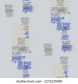Grunge Seamless Mesh. Abstract Pattern. Modern Hand Drawn Texture with Shabby Crossing Lines. Colorful Vector Pattern for Wallpaper, Cotton, Textile. Abstract Seamless Pattern.