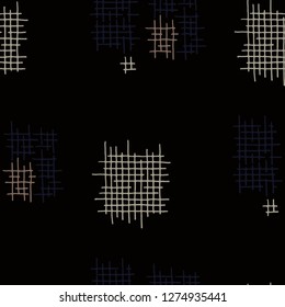 Grunge Seamless Mesh. Abstract Pattern. Modern Hand Drawn Texture with Shabby Crossing Lines. Colorful Vector Pattern for Calico, Print, Textile. Abstract Seamless Pattern.