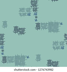 Grunge Seamless Mesh. Abstract Pattern. Trendy Hand Drawn Texture with Shabby Crossing Lines. Colorful Vector Pattern for Fabric, Cloth, Textile. Abstract Seamless Pattern.