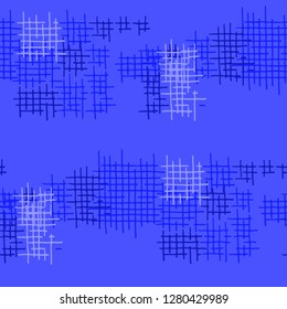 Grunge Seamless Mesh. Abstract Pattern. Retro Hand Drawn Texture with Scratched Crossing Lines. Colorful Vector Pattern for Calico, Print, Textile. Abstract Seamless Pattern.