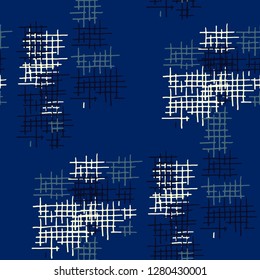Grunge Seamless Mesh. Abstract Pattern. Trendy Hand Drawn Texture with Scratched Crossing Lines. Colorful Vector Pattern for Cotton, Print, Calico. Abstract Seamless Pattern.