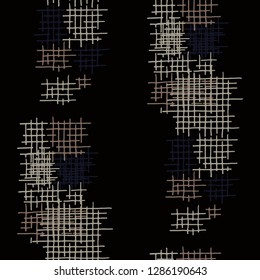 Grunge Seamless Mesh. Abstract Pattern. Retro Hand Drawn Texture with Scratched Crossing Lines. Colorful Vector Pattern for Dress, Curtain, Tablecloth. Abstract Seamless Pattern.